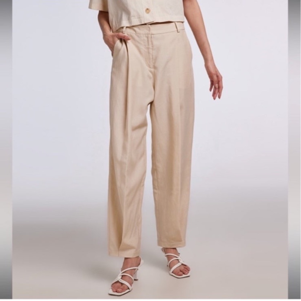 Lattelier Full Length Linen Blend Tailored Pants Size Medium NWOT